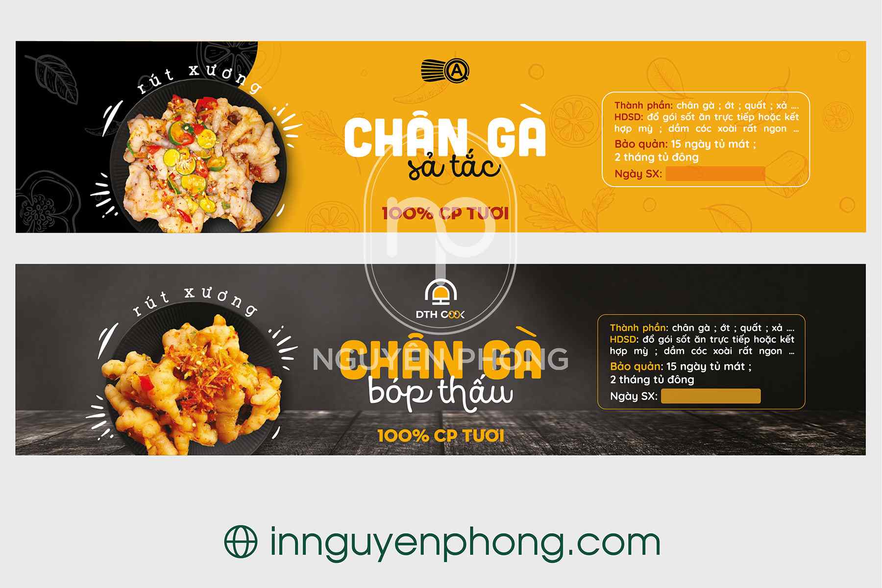 Mẫu thiết kế tem nhãn thực phẩm chân gà sả tắc